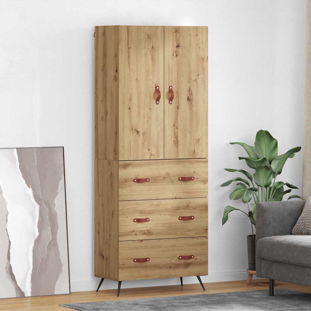 Highboard 69.5x34x180 cm Engineered Wood 3 Drawers Artisan oak