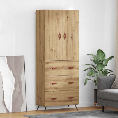 Highboard 69.5x34x180 cm Engineered Wood 3 Drawers Artisan oak