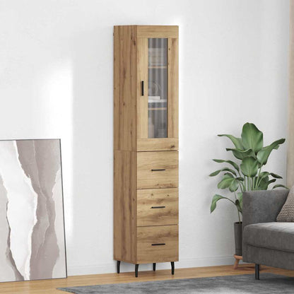 Highboard 34.5x34x180 cm Engineered Wood 3 Drawers Artisan oak