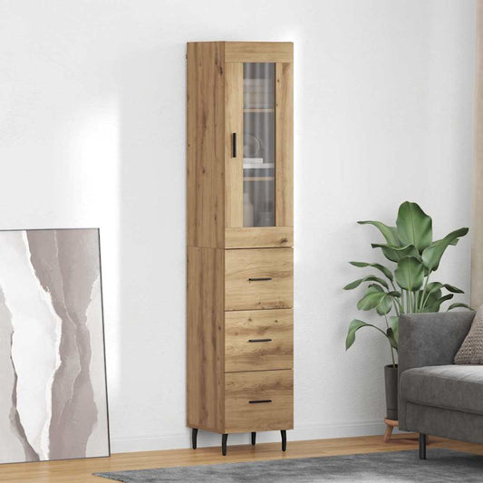 Highboard 34.5x34x180 cm Engineered Wood 3 Drawers Artisan oak