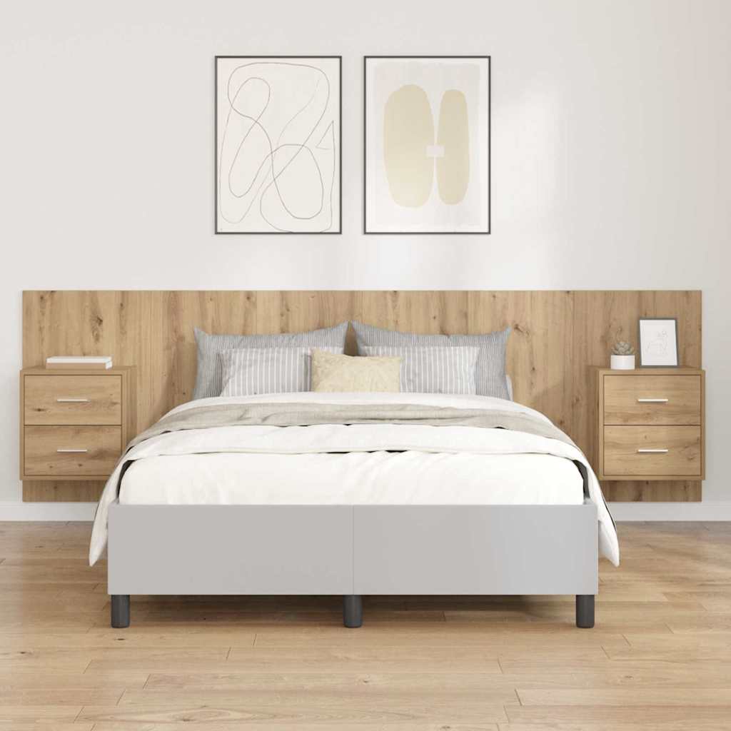 Bed Headboard with Cabinets Engineered Wood Two Drawers Artisan oak