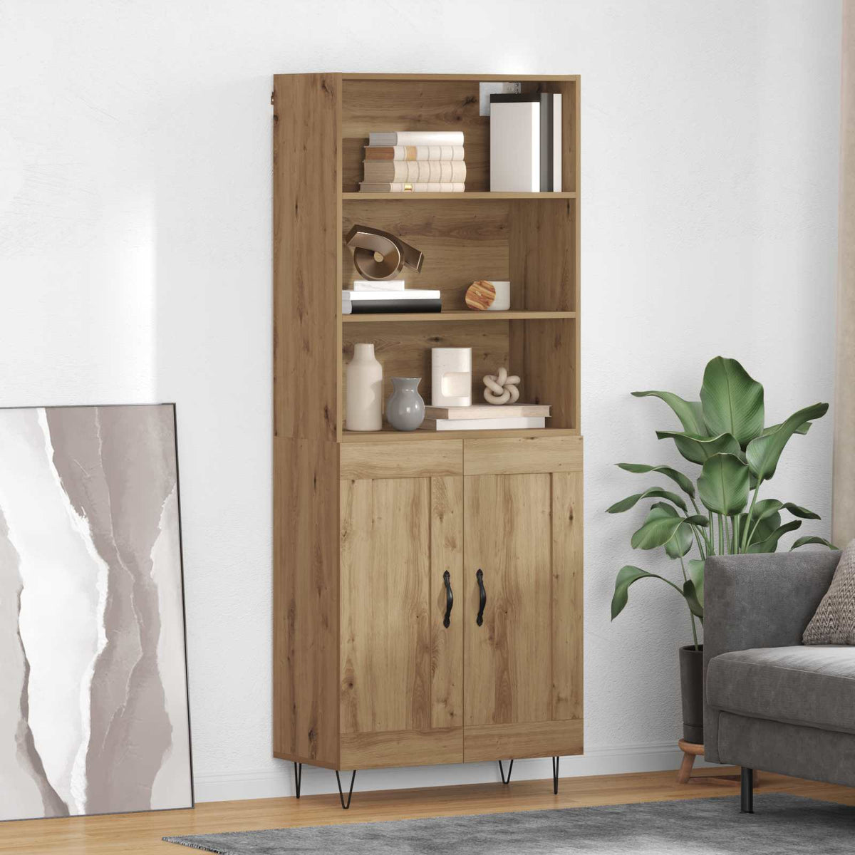 Highboard 69.5x34x180 cm Engineered Wood 2 Wood Doors Artisan oak