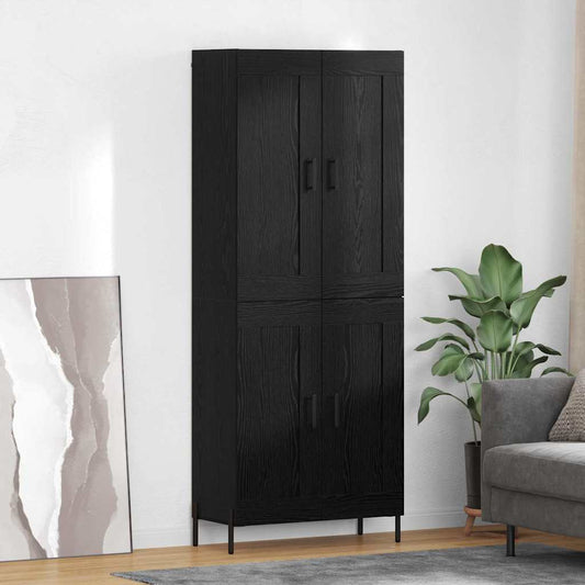 Highboard 69.5x34x180 cm Engineered Wood 2 Wood Doors Black oak