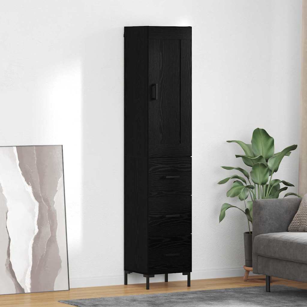 Highboard 34.5x34x180 cm Engineered Wood 3 Drawers Black oak