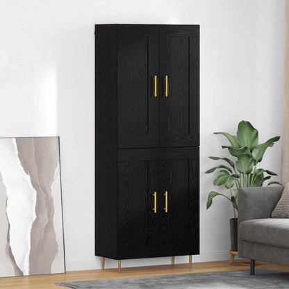 Highboard 69.5x34x180 cm Engineered Wood 2 Wood Doors Black oak