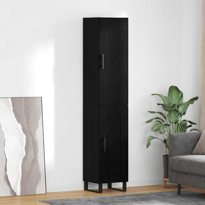 Highboard 34.5x34x180 cm Engineered Wood 1 Wood Door Black oak