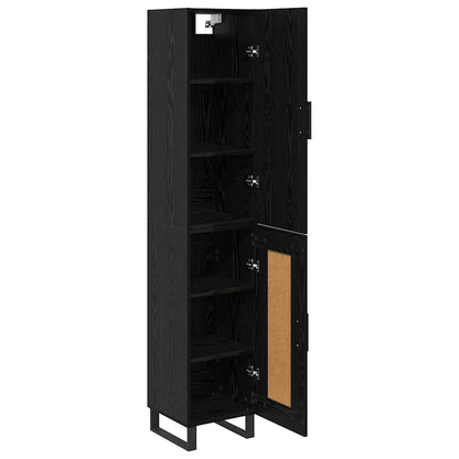 Highboard 34.5x34x180 cm Engineered Wood 1 Wood Door Black oak