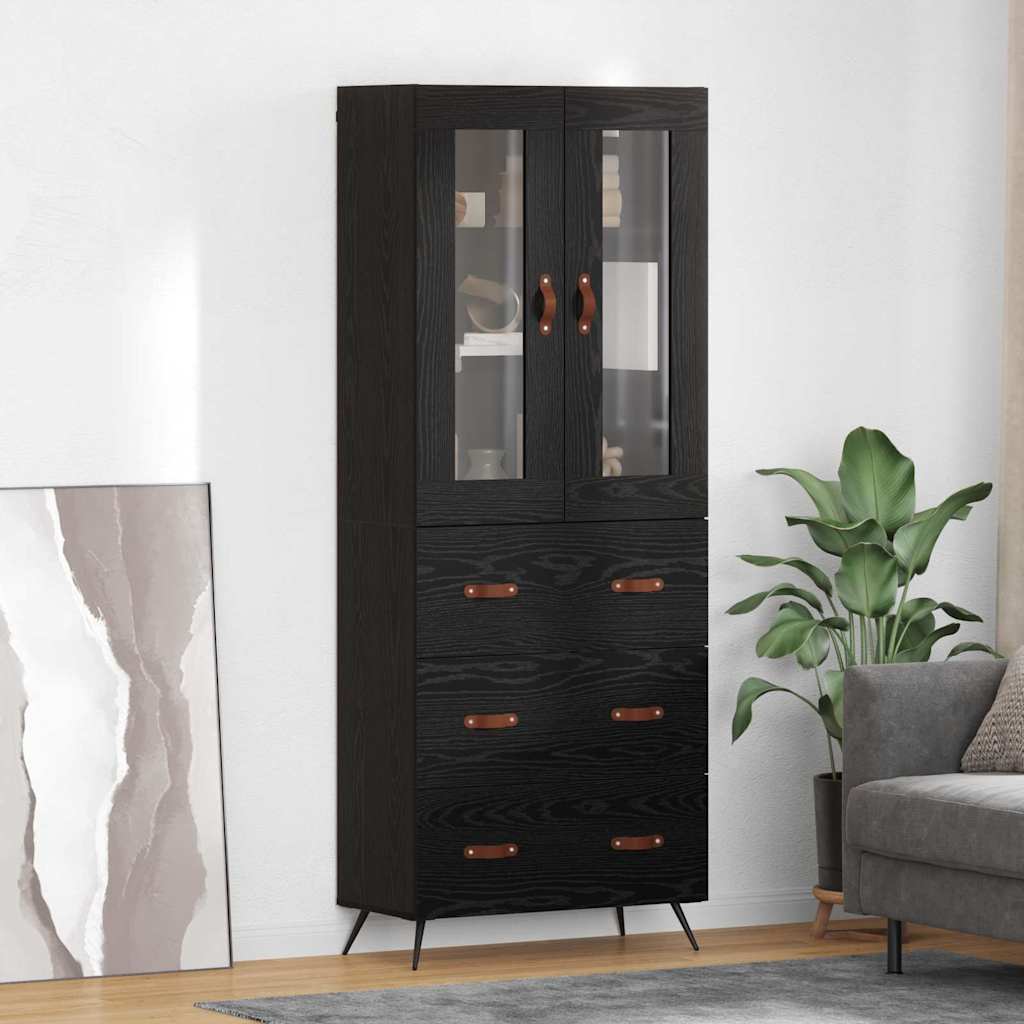 Highboard 69.5x34x180 cm Engineered Wood 3 Drawers Black oak