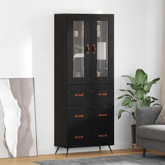 Highboard 69.5x34x180 cm Engineered Wood 3 Drawers Black oak