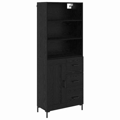 Highboard 69.5x34x180 cm Engineered Wood 1 Wood Door 3 Drawers Black oak