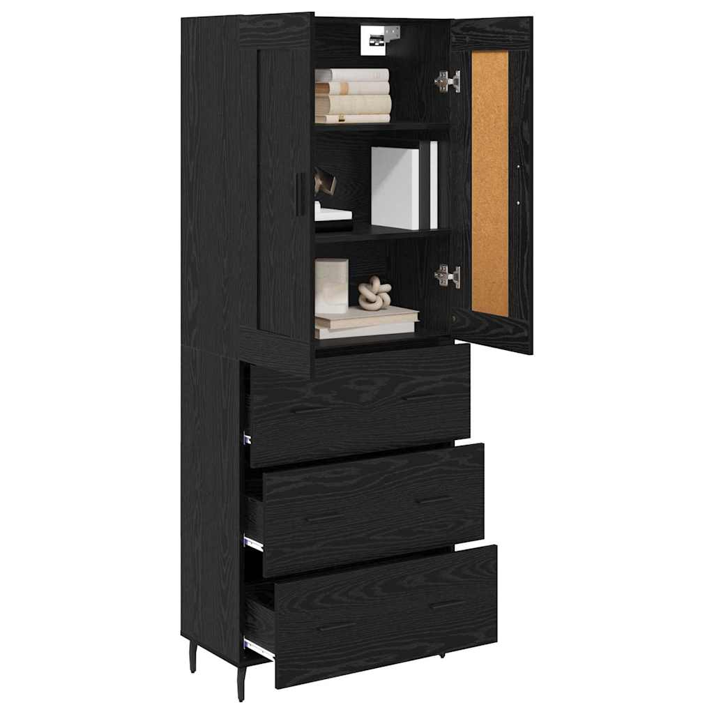 Highboard 69.5x34x180 cm Engineered Wood 3 Drawers Black oak