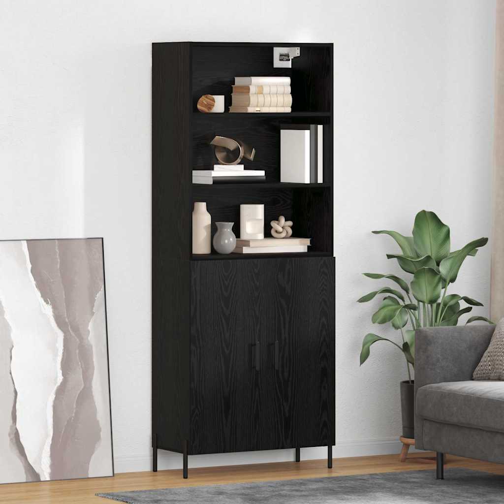 Highboard 69.5x34x180 cm Engineered Wood 2 Doors Black oak