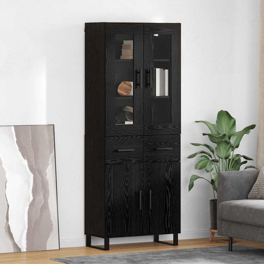 Highboard 69.5x34x180 cm Engineered Wood 2 Doors 2 Drawers Black oak