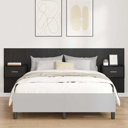Bed Headboard with Cabinets Engineered Wood One Drawer Black oak