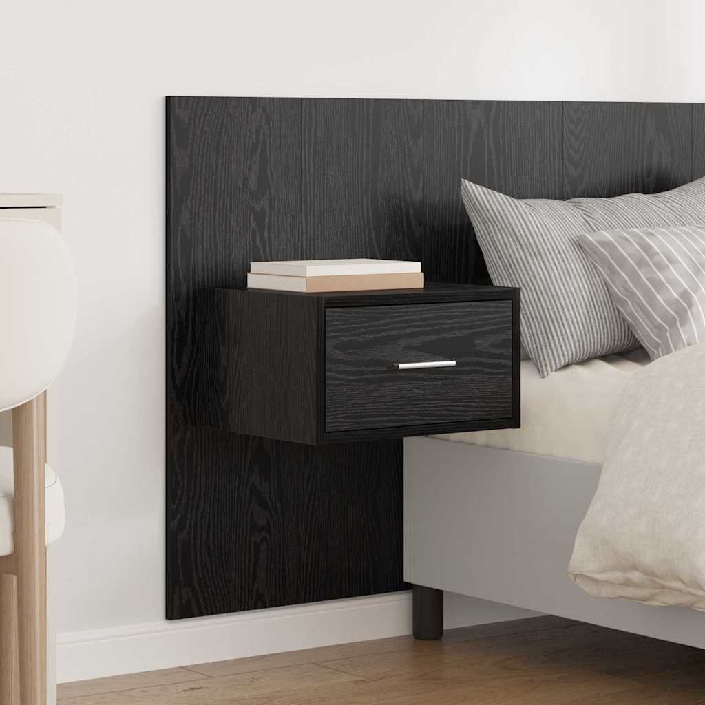 Bed Headboard with Cabinets Engineered Wood One Drawer Black oak