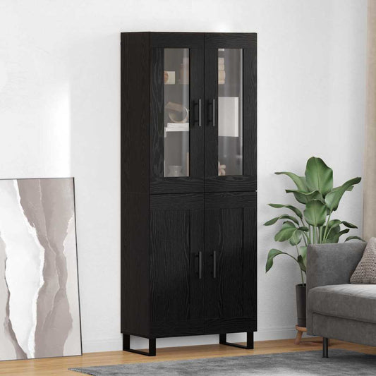 Highboard 69.5x34x180 cm Engineered Wood 2 Wood Doors Black oak