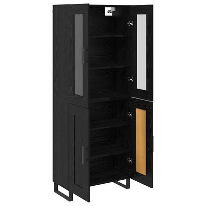 Highboard 69.5x34x180 cm Engineered Wood 2 Wood Doors Black oak