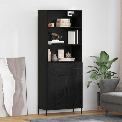 Highboard 69.5x34x180 cm Engineered Wood 2 Doors 2 Drawers Black oak