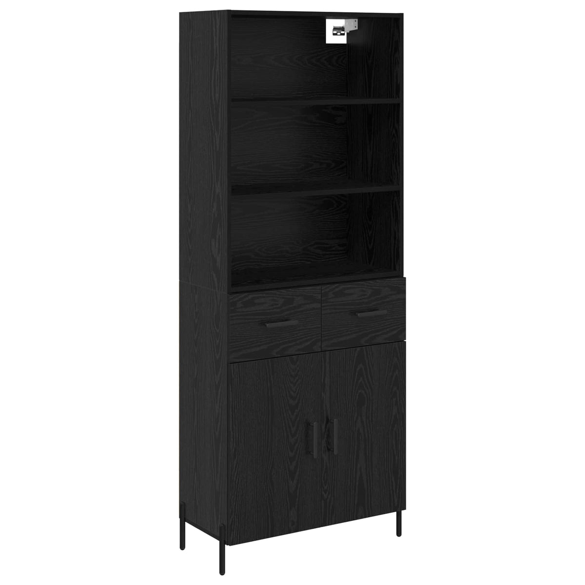Highboard 69.5x34x180 cm Engineered Wood 2 Doors 2 Drawers Black oak