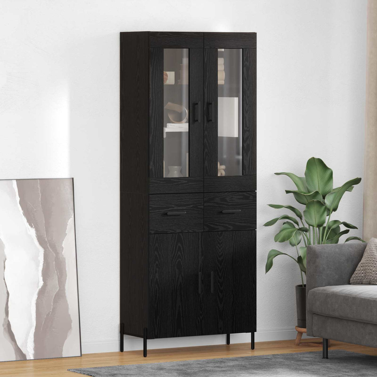 vidaXL Highboard 69.5x34x180 cm Engineered Wood 2 doors 2 drawers