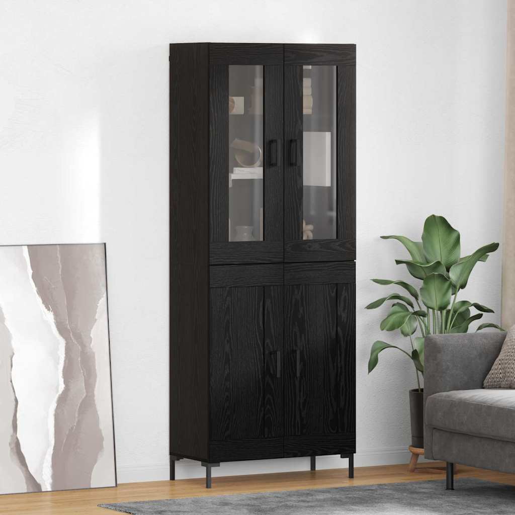 Highboard 69.5x34x180 cm Engineered Wood 2 Wood Doors Black oak