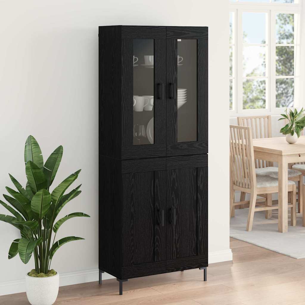 Highboard 69.5x34x180 cm Engineered Wood 2 Wood Doors Black oak