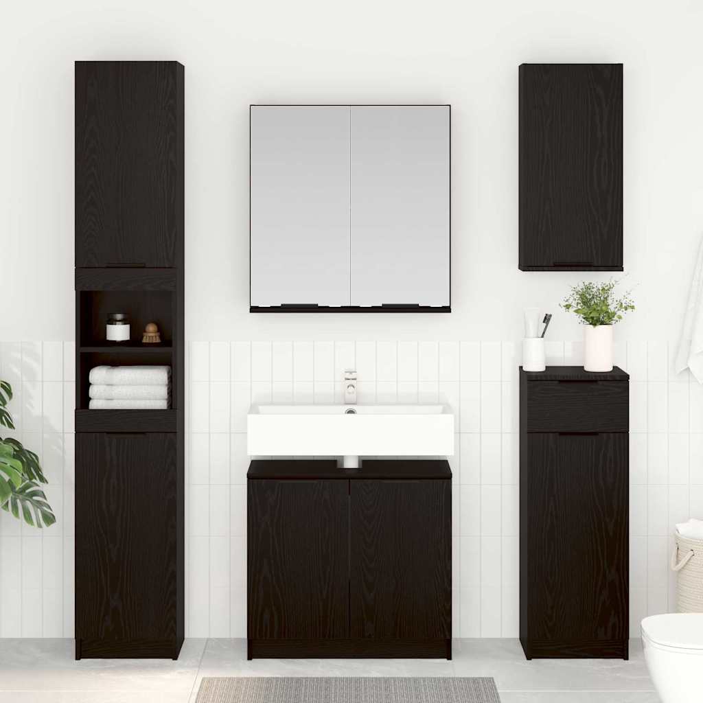 vidaXL Bathroom Cabinet Set 3 pcs Black Oak Engineered Wood 1