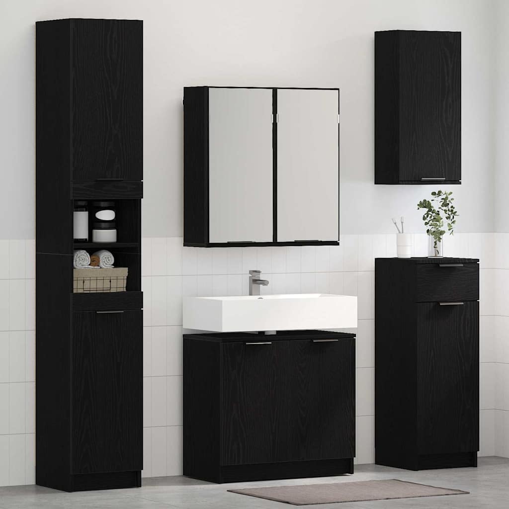 vidaXL Bathroom Cabinet Set 3 pcs Black Oak Engineered Wood 4