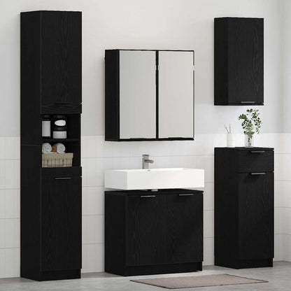 vidaXL Bathroom Cabinet Set 3 pcs Black Oak Engineered Wood 4