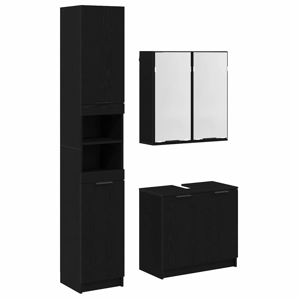 vidaXL Bathroom Cabinet Set 3 pcs Black Oak Engineered Wood 2