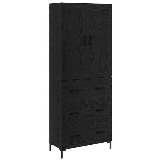 Highboard 69.5x34x180 cm Engineered Wood 3 Drawers Black oak