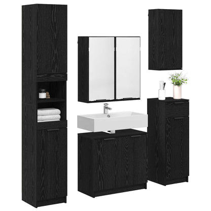 vidaXL Bathroom Furniture Set 5 pcs Black Oak Engineered Wood 3