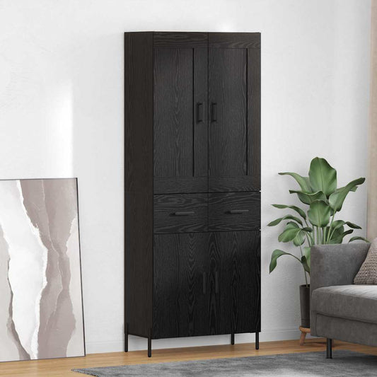 Highboard 69.5x34x180 cm Engineered Wood 2 Doors 2 Drawers Black oak