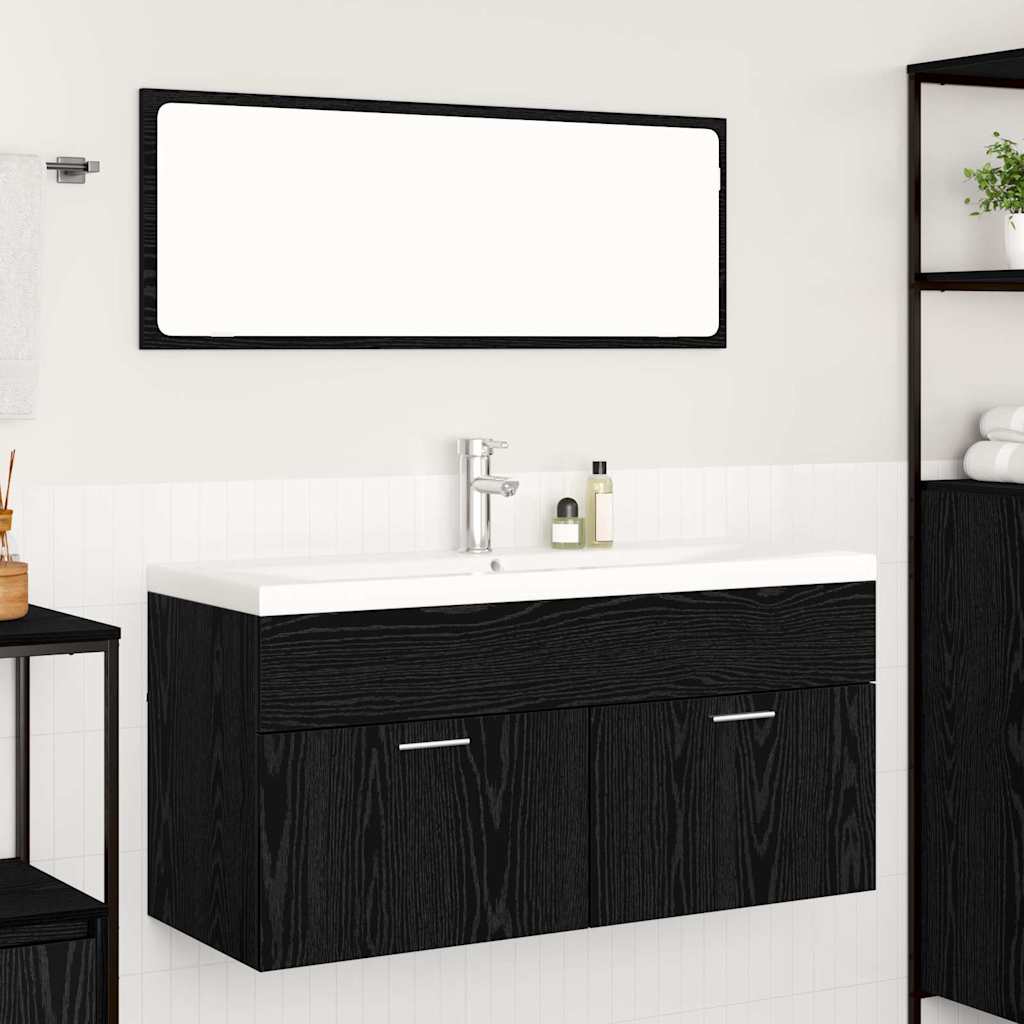 vidaXL Bathroom Cabinet Black Oak 100 x 38.5 x 46 cm Engineered Wood 4