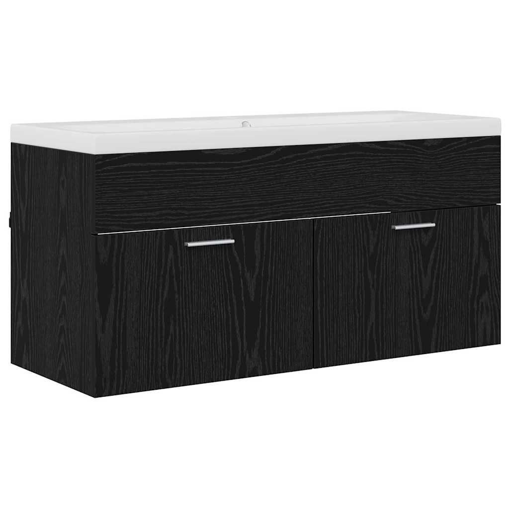 vidaXL Bathroom Cabinet Black Oak 100 x 38.5 x 46 cm Engineered Wood 2