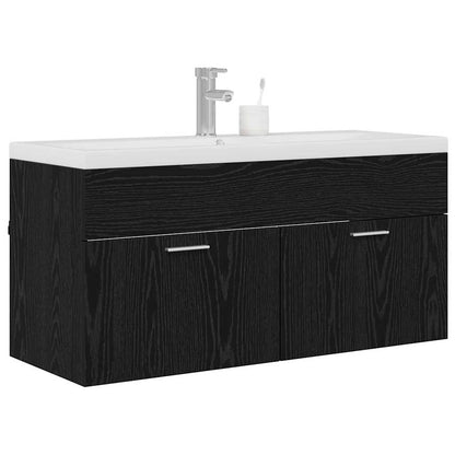 vidaXL Bathroom Cabinet Black Oak 100 x 38.5 x 46 cm Engineered Wood 3