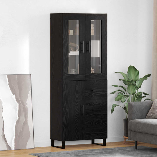 Highboard 69.5x34x180 cm Engineered Wood 1 Door 3 Drawers Black oak