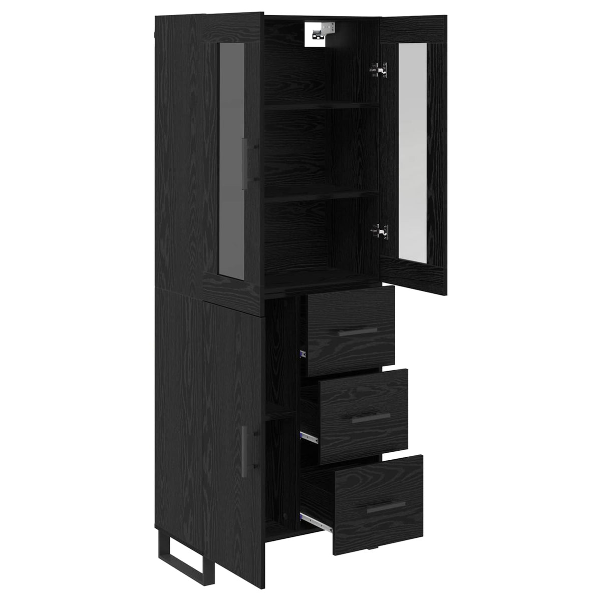 Highboard 69.5x34x180 cm Engineered Wood 1 Door 3 Drawers Black oak