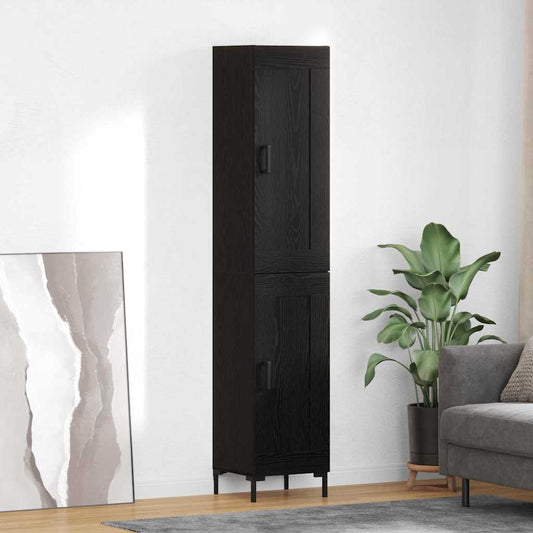Highboard 34.5x34x180 cm Engineered Wood 1 Wood Door Black oak