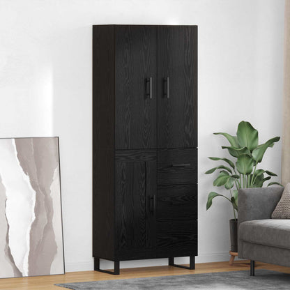 Highboard 69.5x34x180 cm Engineered Wood 1 Wood Door 3 Drawers Black oak