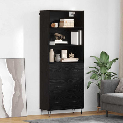 Highboard 69.5x34x180 cm Engineered Wood 3 Drawers Black oak