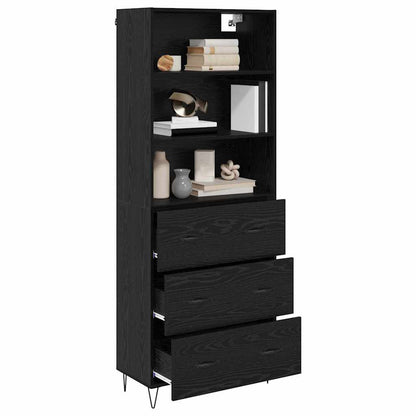 Highboard 69.5x34x180 cm Engineered Wood 3 Drawers Black oak