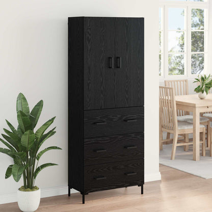 Highboard 69.5x34x180 cm Engineered Wood 3 Drawers Black oak