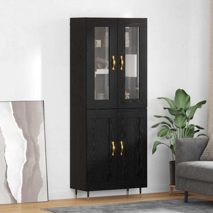 Highboard 69.5x34x180 cm Engineered Wood 2 Wood Doors Black oak