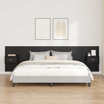 Bed Headboard with Cabinets Engineered Wood One Drawer Black oak