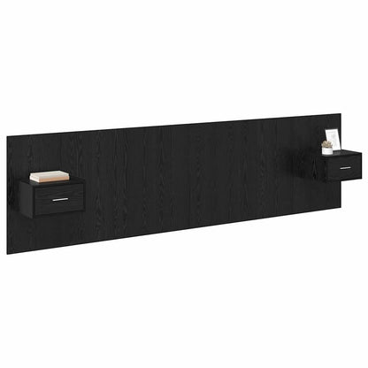 Bed Headboard with Cabinets Engineered Wood One Drawer Black oak