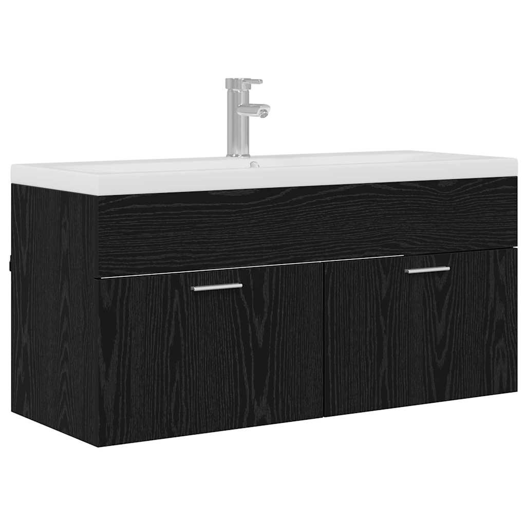 vidaXL Bathroom Cabinet Black Oak 100 x 38.5 x 46 cm Engineered Wood 2