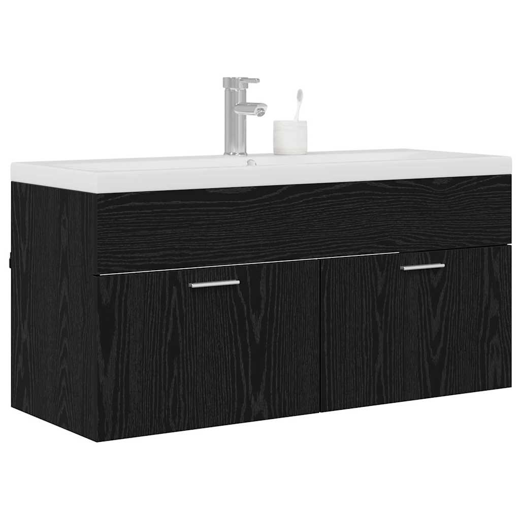 vidaXL Bathroom Cabinet Black Oak 100 x 38.5 x 46 cm Engineered Wood 3