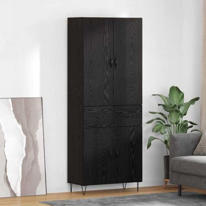 Highboard 69.5x34x180 cm Engineered Wood 2 Doors 2 Drawers Black oak