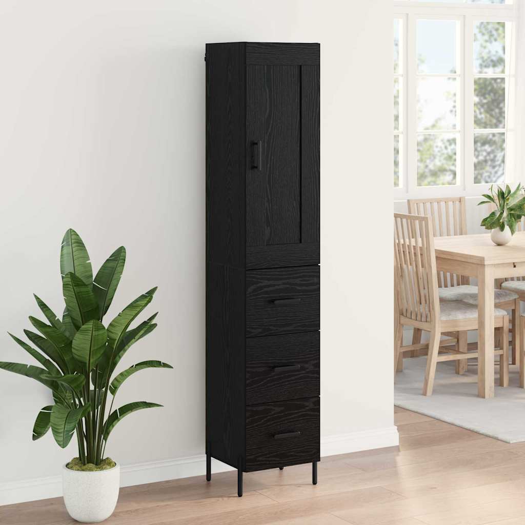 Highboard 34.5x34x180 cm Engineered Wood 3 Drawers Black oak